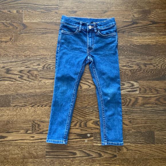 4T Boys Skinny Fit Medium Blue Wash Distressed Jeans - Picture 1 of 4